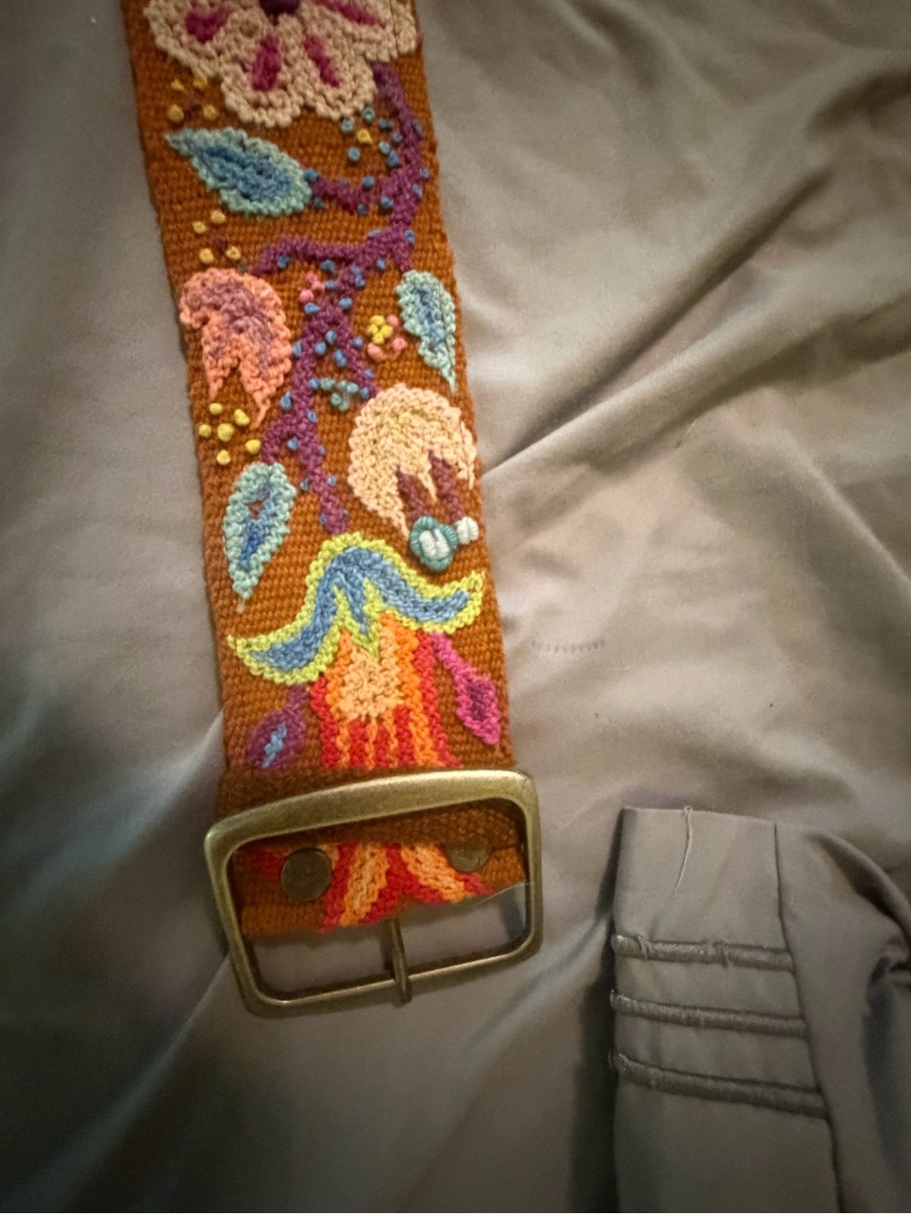 Vintage 70s Embroidered Floral Belt - Multicolor - Picture 4 of 7